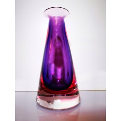Vaso Sommerso viola rosso collo lungo- Fine anni '50  Vasi di Murano Vintage